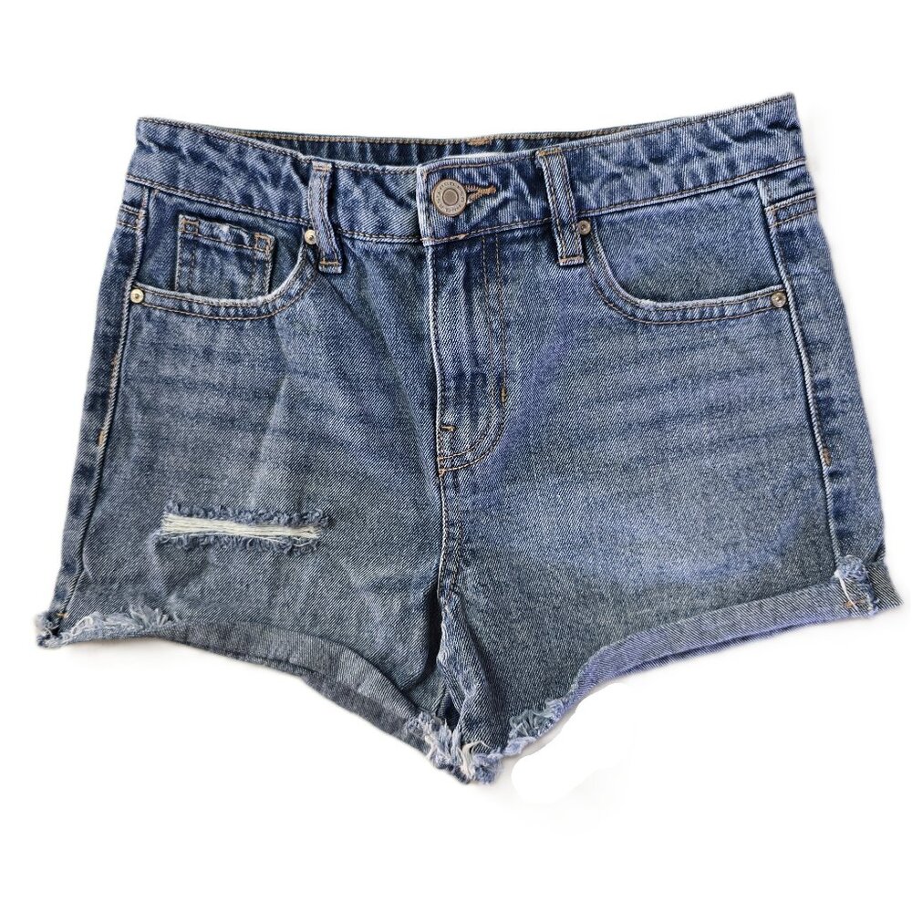 RSQ Girls Vintage High Rise Blue Denim Jean Shorts Size 25 XS Tillys